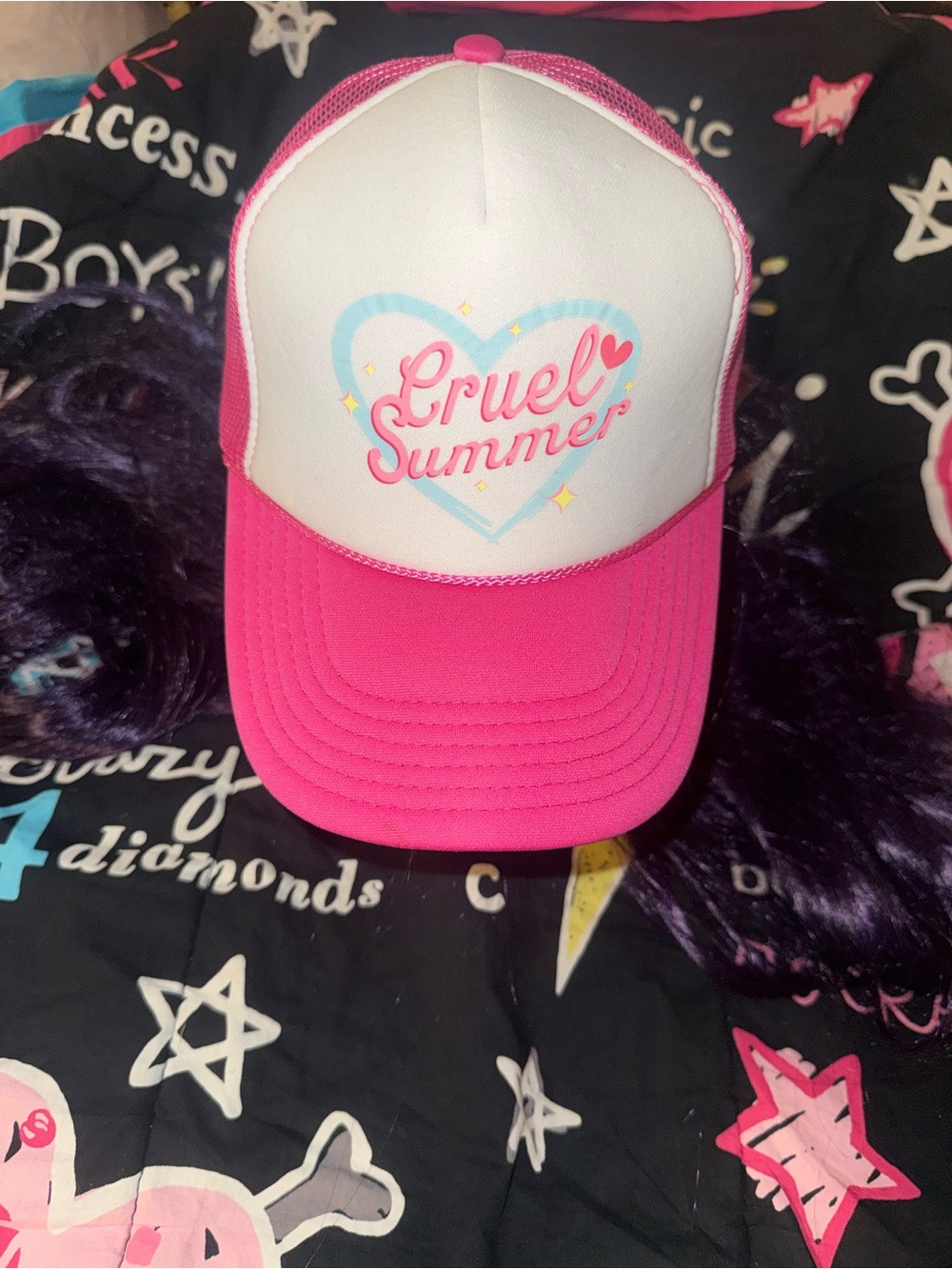 Pink and White 'Cruel Summer' Trucker Hat